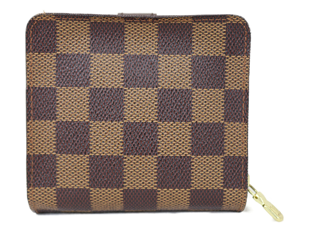 Louis Vuitton Bi Compact Brown Ebene Zip Wallet fold Damier